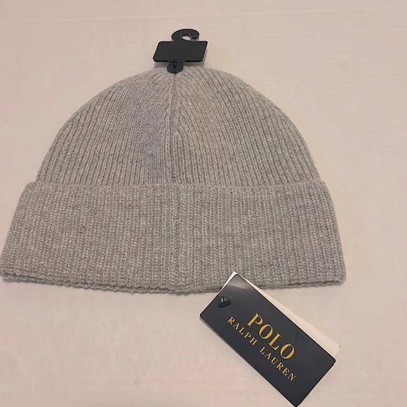 POLO RALPH LAUREN Men's RL SWEATER DENIM BEAR Beanie Hat Skull Ski Cap GRAY - Picture 2 of 3